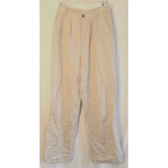Reformation Beige Linen High Rise Zip Pleated Pants Size 2 EUC